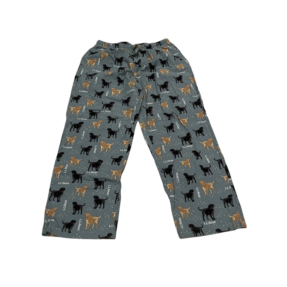 Men's L.L. Bean Sleepwear Dog AOP Drawstring Pants Cotton M